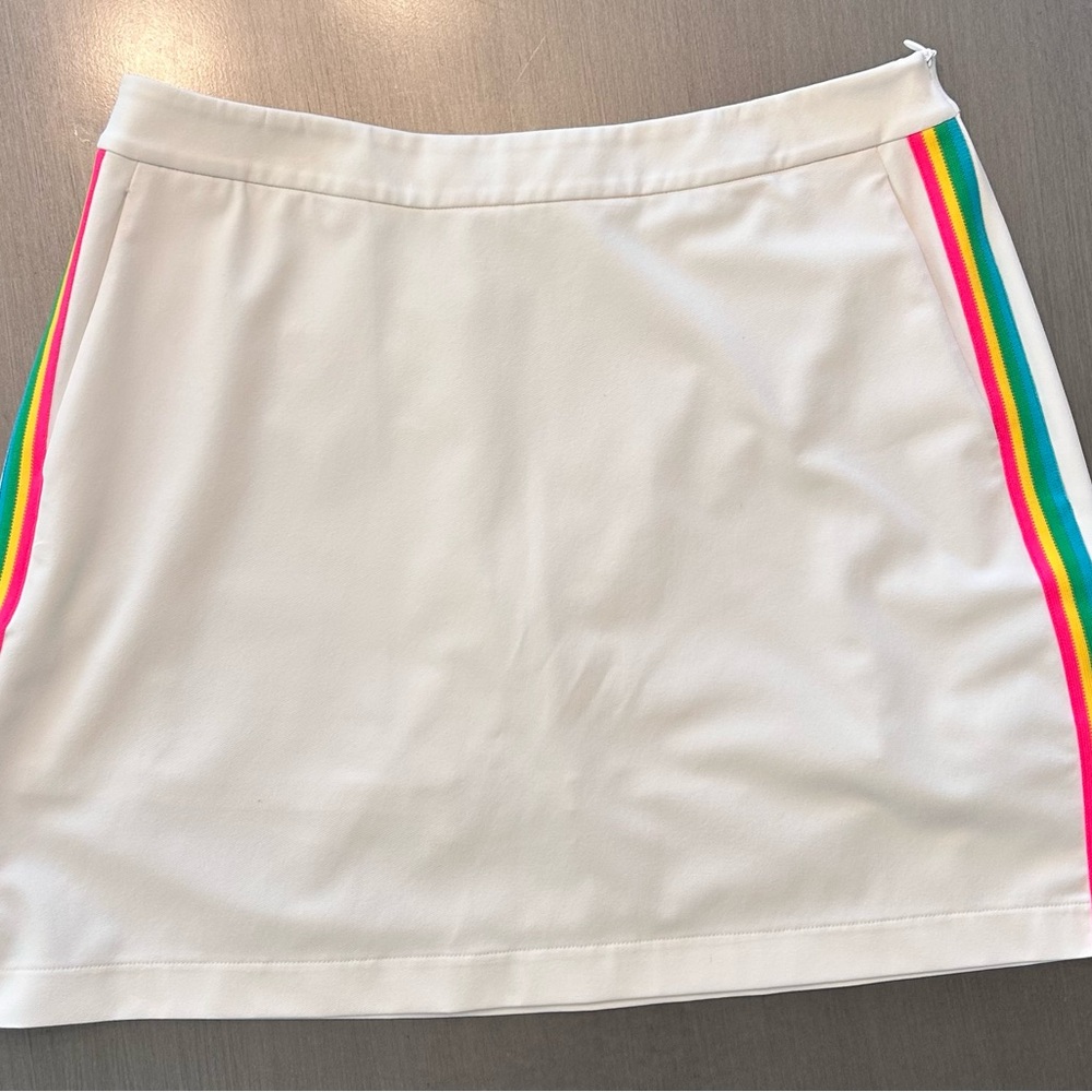 G/Fore Golf Skort - White with Rainbow Side Stripes